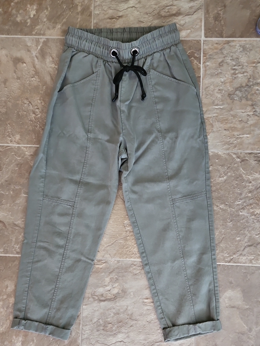 Olive Green Drawstring Jogger Pants